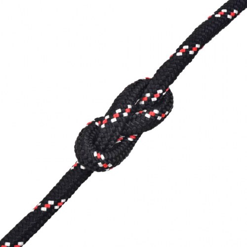Marinereb i polypropylen 6 mm - 500 m, sort flettet reb