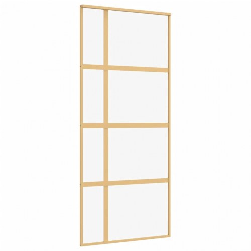 Skydedør 90 x 205 cm i klart sikkerhedsglas - guldfarvet
