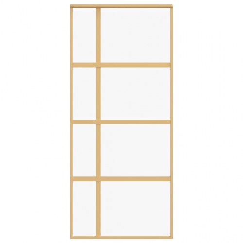 Skydedør 90 x 205 cm i klart sikkerhedsglas - guldfarvet