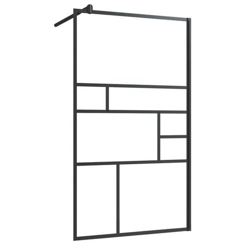 Brusevæg 90x195 cm klart sikkerhedsglas sort