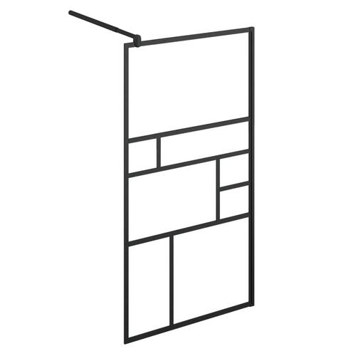 Brusevæg 90x195 cm klart sikkerhedsglas sort