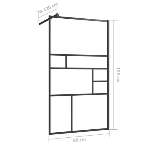 Brusevæg 90x195 cm klart sikkerhedsglas sort