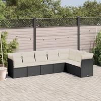 Sofasæt til haven 7 dele med hynder polyrattan sort