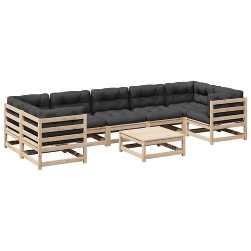 Sofasæt til haven 8 dele med hynder massivt fyrretræ
