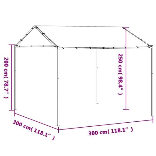 Pavillon 3x3 m stål og stof antracitgrå