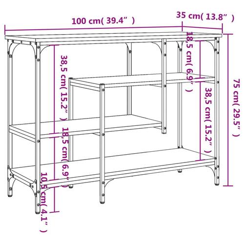 Konsolbord med hylder 100x35x75 cm sort