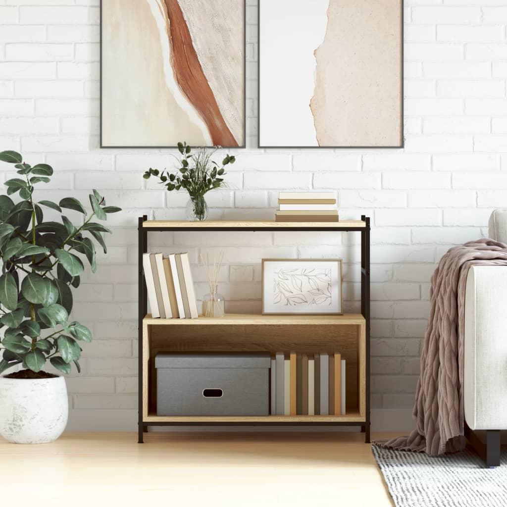 Bogreol 80x30x78,5 cm konstrueret træ og jern sonoma-eg