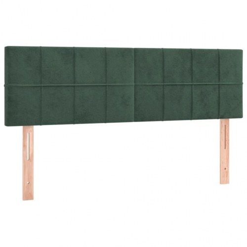 Kontinentalseng med madras og LED-lys 140×190 cm - fløjl, mørkegrøn
