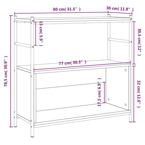 Bogreol 80x30x78,5 cm konstrueret træ og jern sonoma-eg