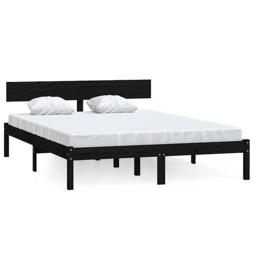 Sengeramme 160x200 cm massivt fyrretræ sort