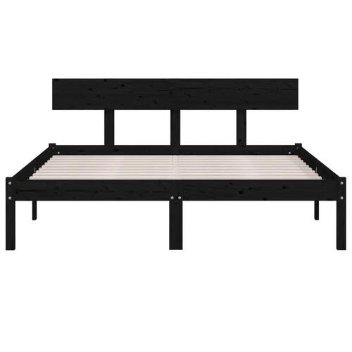 Sengeramme 160x200 cm massivt fyrretræ sort