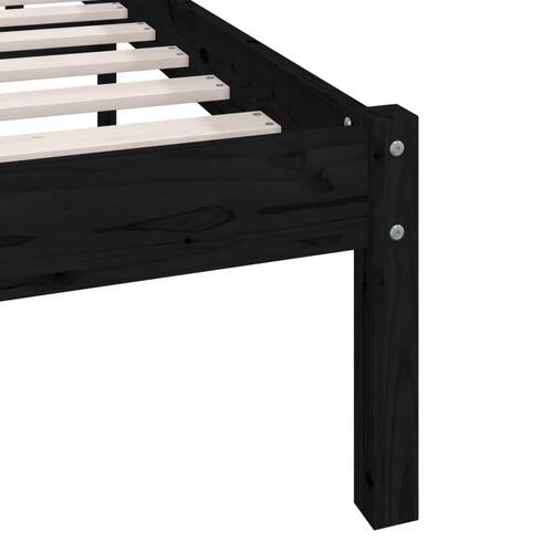Sengeramme 160x200 cm massivt fyrretræ sort