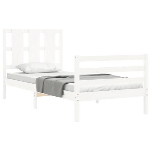 Sengeramme med sengegavl 100x200 cm massivt træ hvid