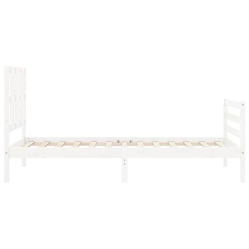 Sengeramme med sengegavl 100x200 cm massivt træ hvid