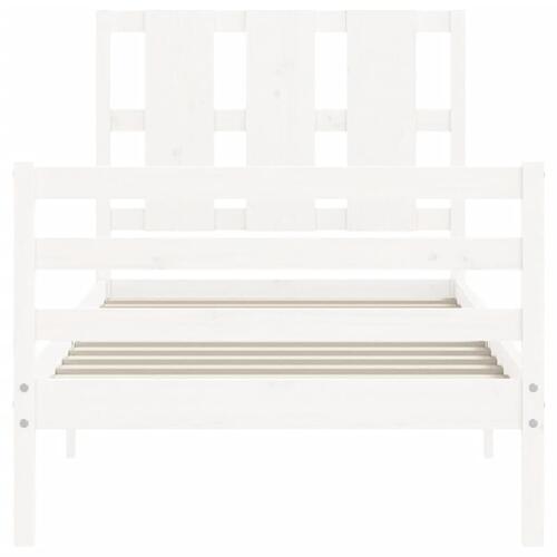 Sengeramme med sengegavl 100x200 cm massivt træ hvid