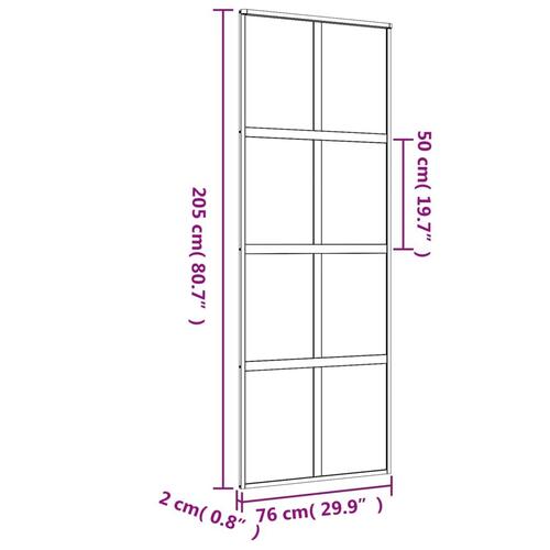 Skydedør 76x205 cm matteret sikkerhedsglas og aluminium gylden