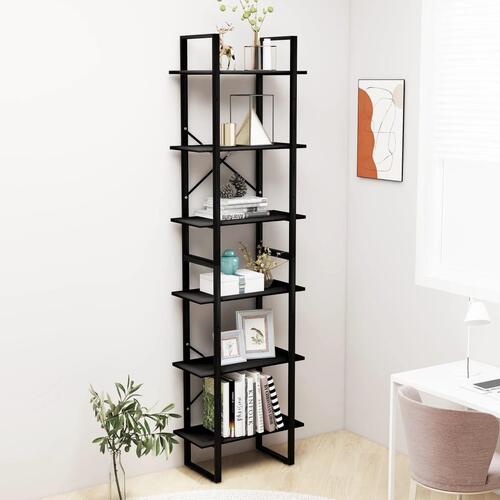 Opbevaringsreol 60x30x210 cm konstrueret træ sort