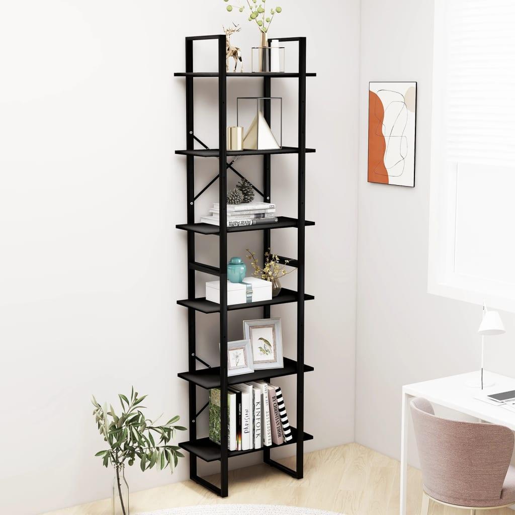 Opbevaringsreol 60x30x210 cm konstrueret træ sort