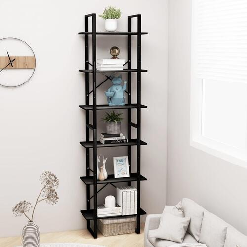 Opbevaringsreol 60x30x210 cm konstrueret træ sort