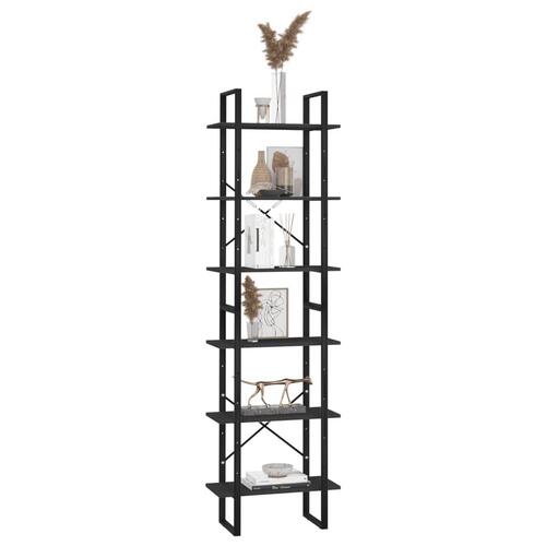 Opbevaringsreol 60x30x210 cm konstrueret træ sort