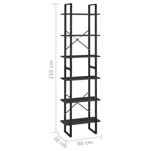 Opbevaringsreol 60x30x210 cm konstrueret træ sort