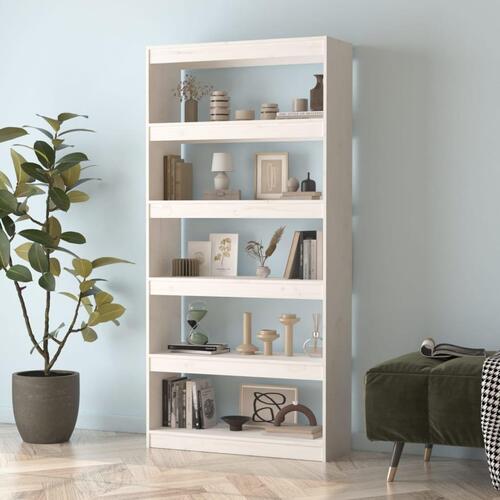 Bogreol/rumdeler 80x30x167,4 cm massivt fyrretræ hvid