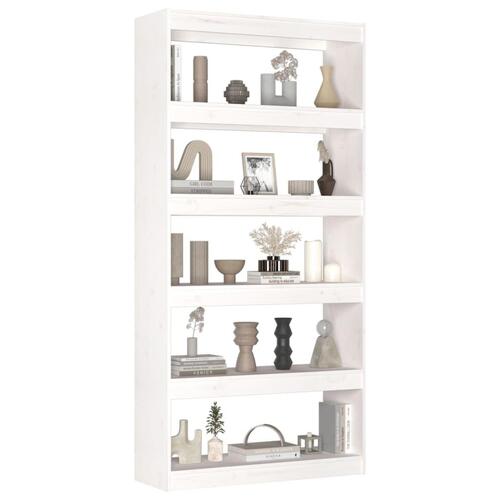 Bogreol/rumdeler 80x30x167,4 cm massivt fyrretræ hvid