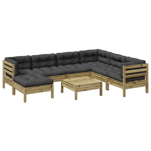 Sofasæt til haven 8 dele med hynder imprægneret fyrretræ