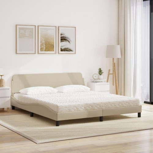 Seng med madras Dover 180x200 cm stof cremefarvet