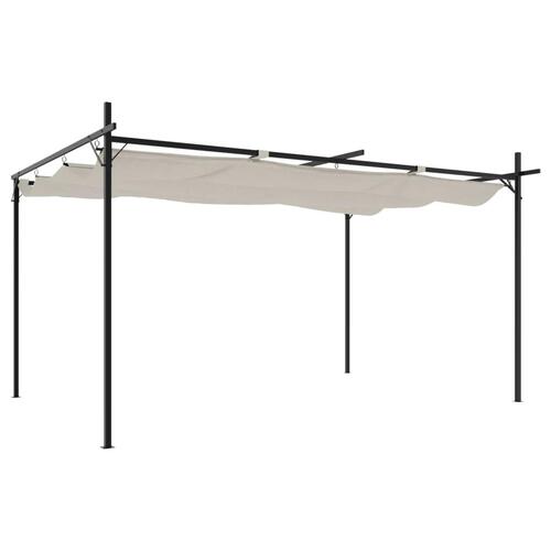 Pergola med sammenrulleligt tag 395x292x230 cm cremefarvet