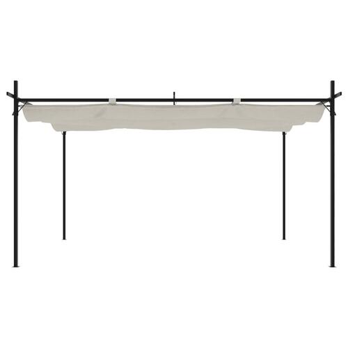 Pergola med sammenrulleligt tag 395x292x230 cm cremefarvet
