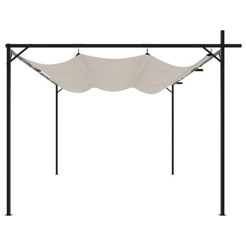 Pergola med sammenrulleligt tag 395x292x230 cm cremefarvet