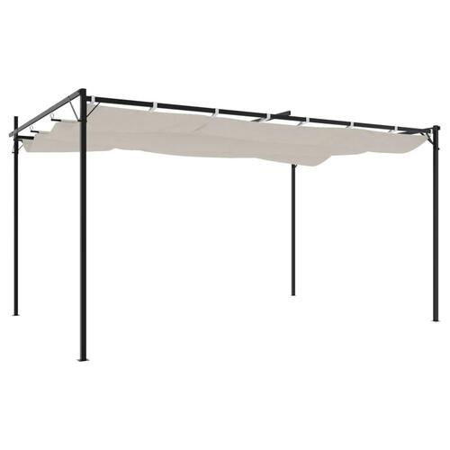Pergola med sammenrulleligt tag 395x292x230 cm cremefarvet