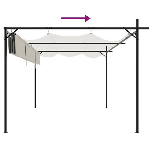 Pergola med sammenrulleligt tag 395x292x230 cm cremefarvet