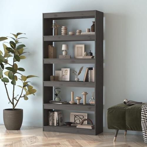 Bogreol/rumdeler 80x30x167,4 cm massivt fyrretræ grå