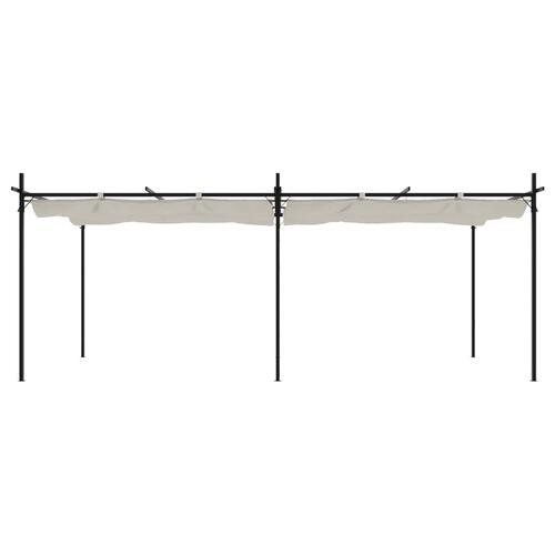 Pergola med sammenrulleligt tag 589x292x230 cm cremefarvet