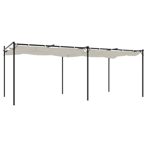 Pergola med sammenrulleligt tag 589x292x230 cm cremefarvet