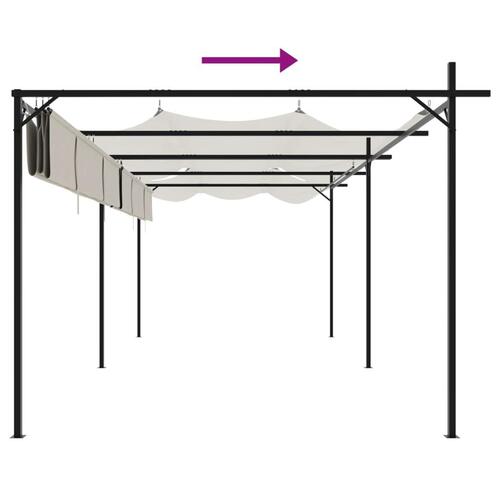 Pergola med sammenrulleligt tag 589x292x230 cm cremefarvet