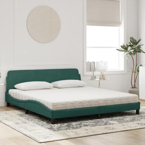 Seng med madras 180x200 cm velour mørkegrøn