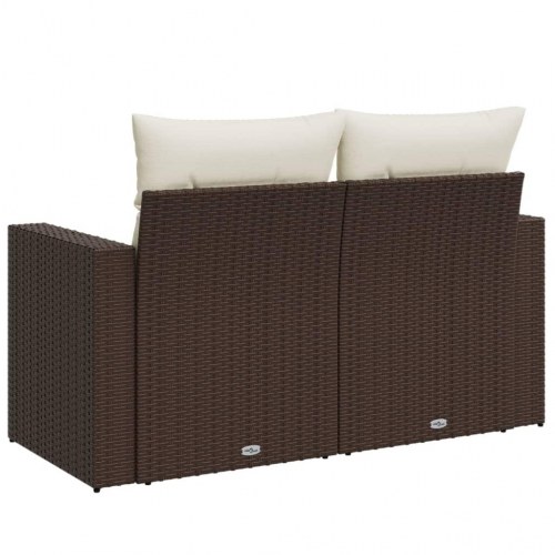 2-personers havesofa i polyrattan med hynder - brun