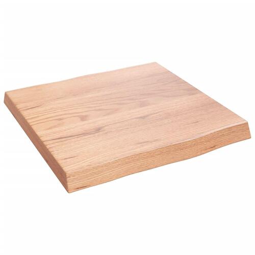 Bordplade 40x40x(2-4) cm naturlig kant behandlet træ lysebrun