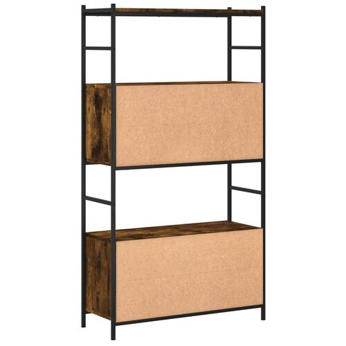 Bogreol 80x30x145,5 cm konstrueret træ og jern røget egetræ