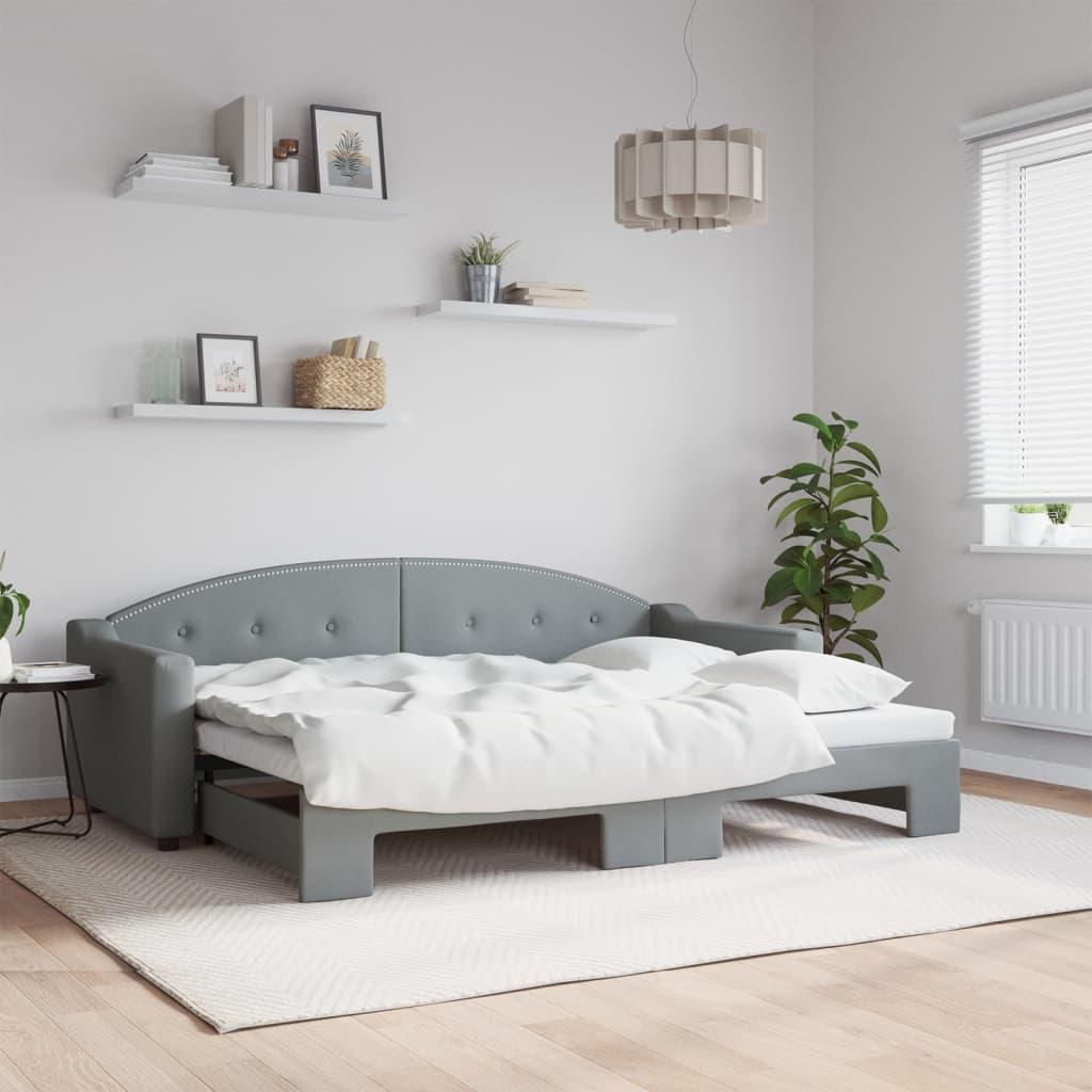 Daybed med udtræk 80x200 cm stof lysegrå billede