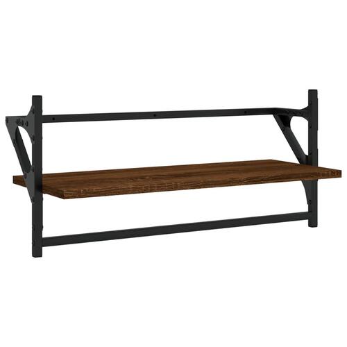 Væghylder med stænger 2 stk. 65x25x30 cm brun egetræsfarve