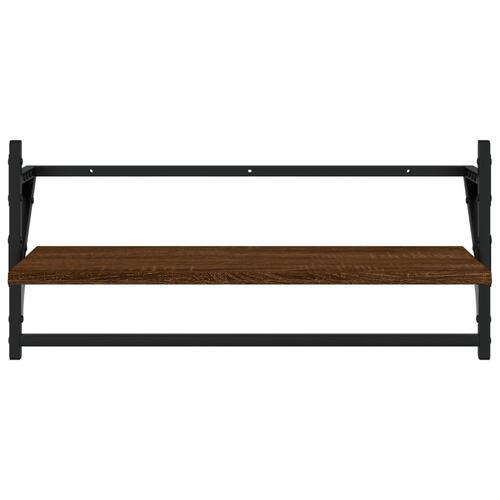 Væghylder med stænger 2 stk. 65x25x30 cm brun egetræsfarve