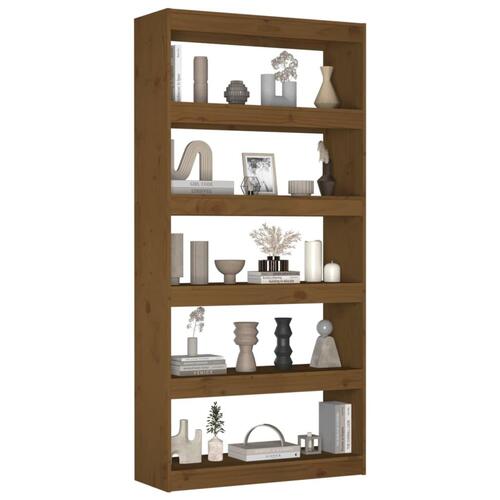 Bogreol/rumdeler 80x30x167,4 cm massivt fyrretræ gyldenbrun