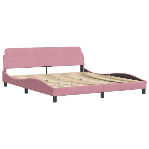 Seng med madras 180x200 cm velour lyserød