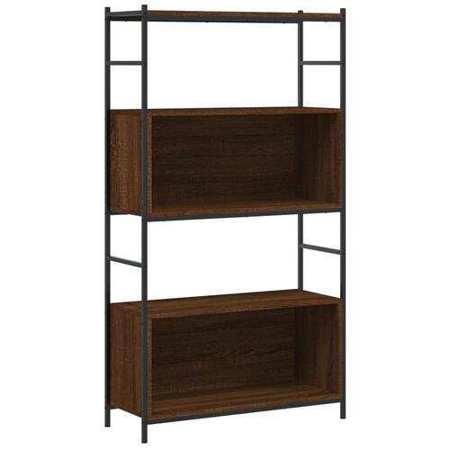 Bogreol 80x30x145,5 cm konstrueret træ og jern brunt egetræ