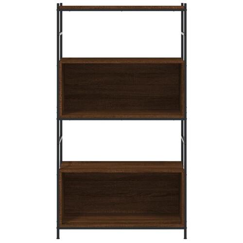 Bogreol 80x30x145,5 cm konstrueret træ og jern brunt egetræ