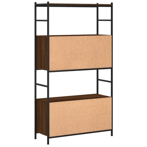 Bogreol 80x30x145,5 cm konstrueret træ og jern brunt egetræ